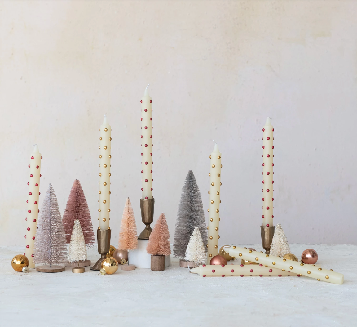Dot Taper Candle Red & Gold