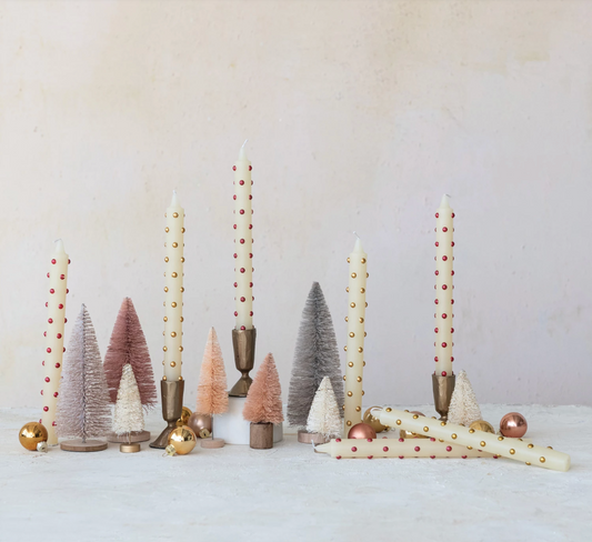 Dot Taper Candle Red & Gold