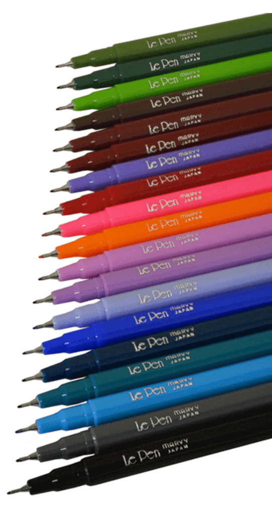 Set of Le Pen markers in various colors