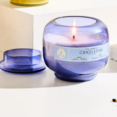Candlefish No. 76 Bubble Glass Candle 7.5 oz (Blue)