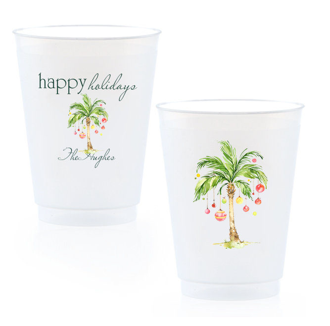 Tropical Happy Holidays Custom Cups