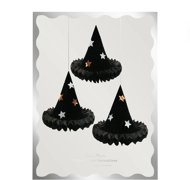 Honeycomb Hanging Witch Hat Decorations - Set of 3