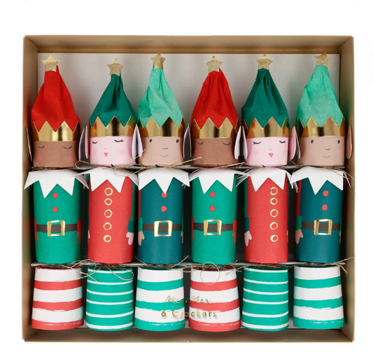 Elf Large Crackers - Set of 6