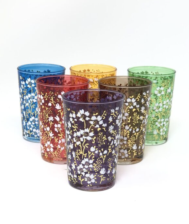 Eden Flower Assorted Color Tea Glasses - Set of 2