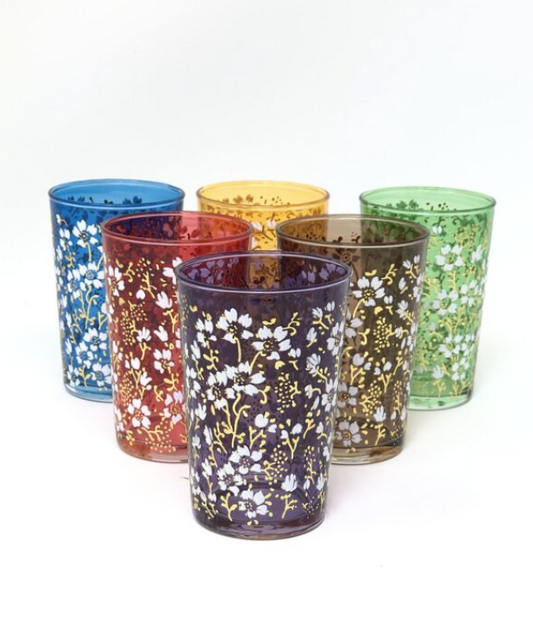 Eden Flower Assorted Color Tea Glasses - Set of 2