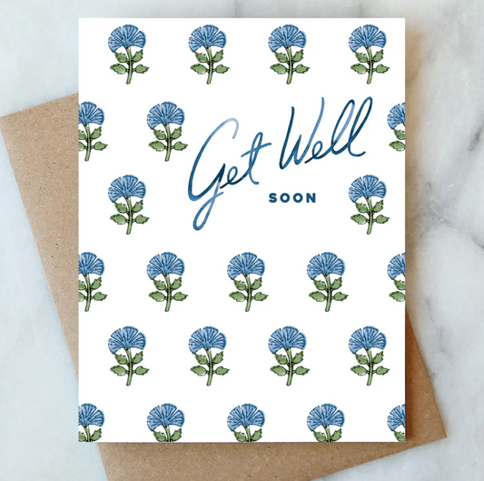 Block Print Get Well Soon Card