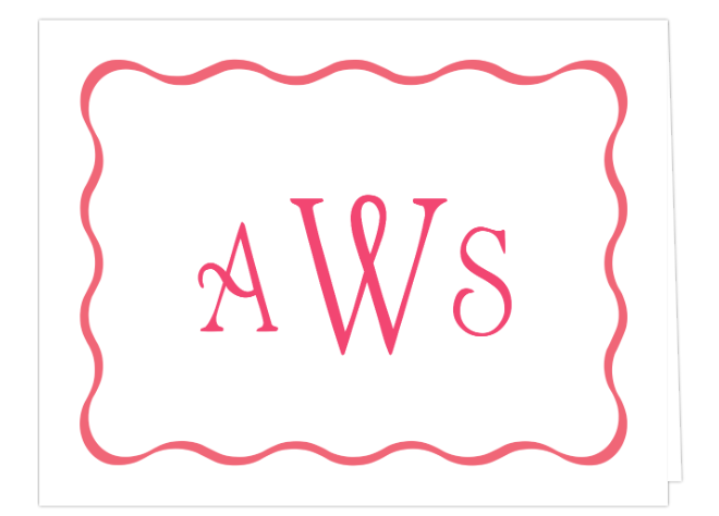 Wavy Border Monogram Folded Note