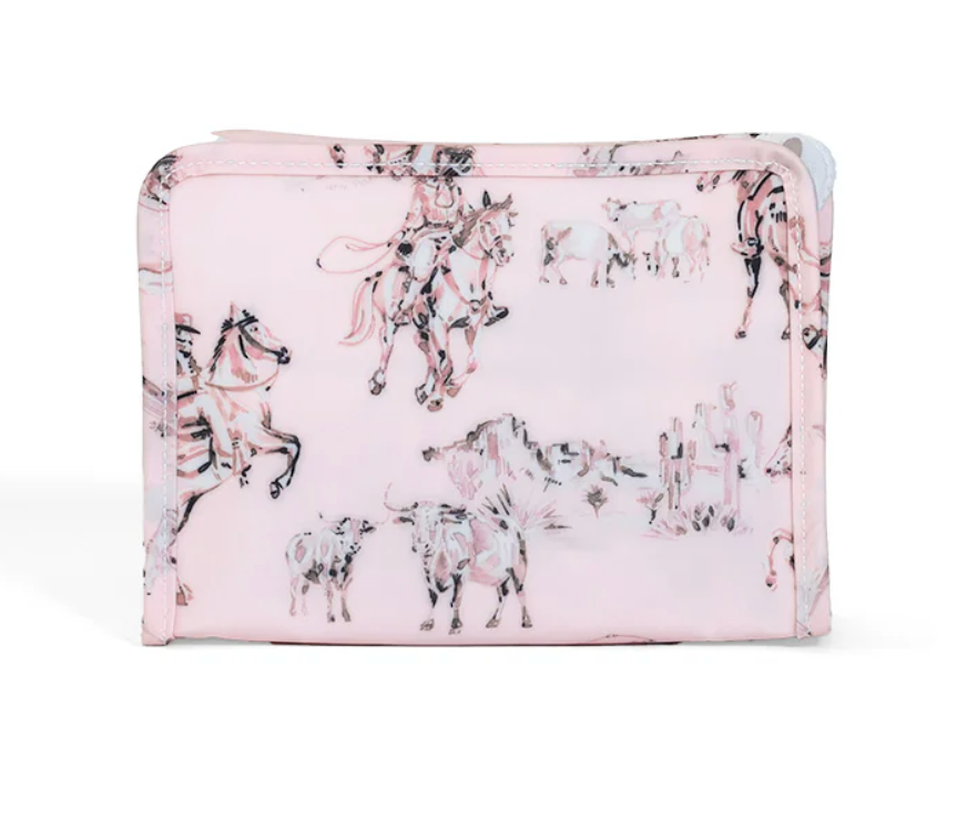 Foldable shopping bag with horse pattern on a white background