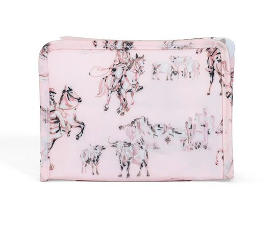 Foldable shopping bag with horse pattern on a white background