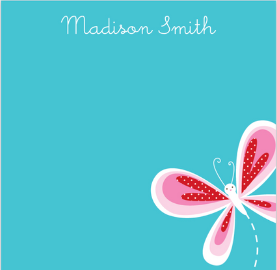 Butterfly design on a blue background with 'Madison Smith' text