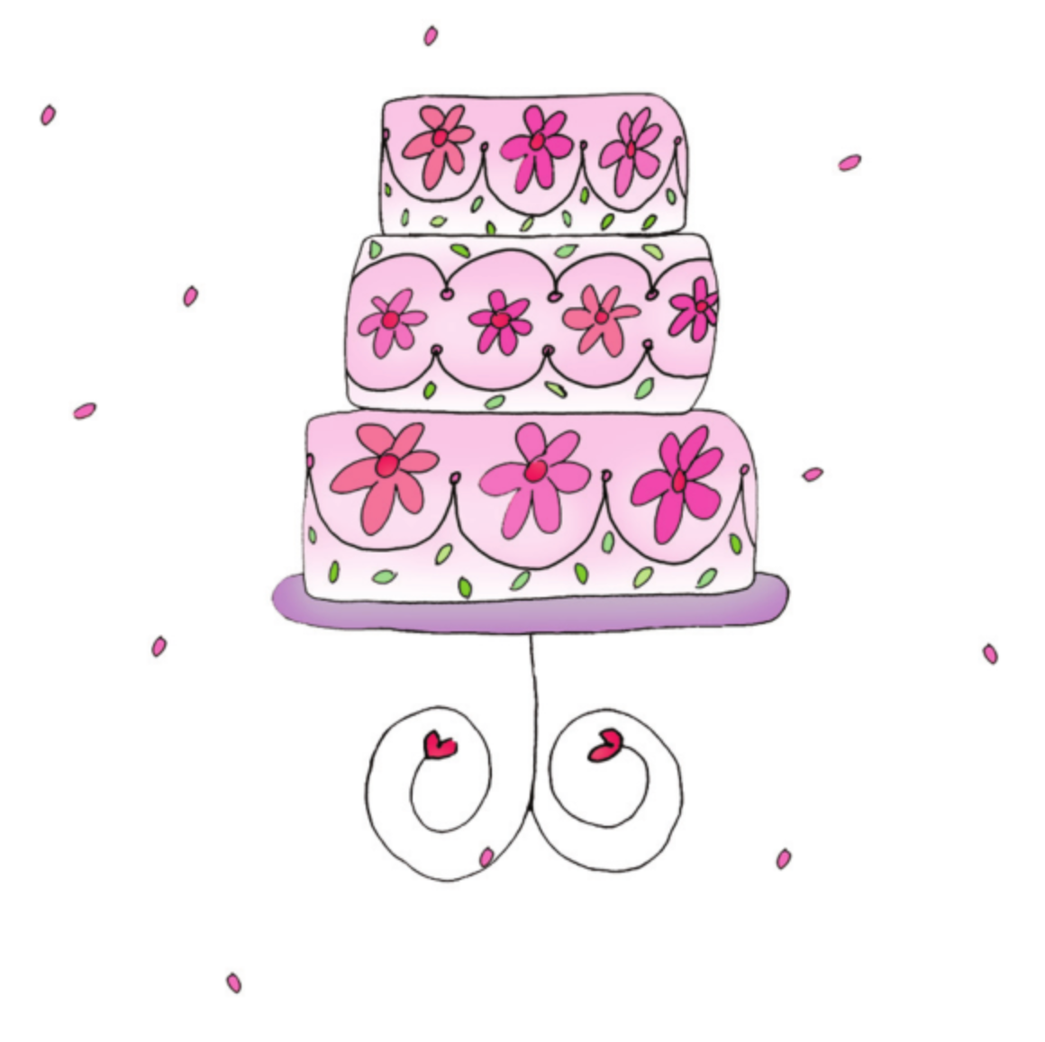 illustration of pink colorful birthday cake