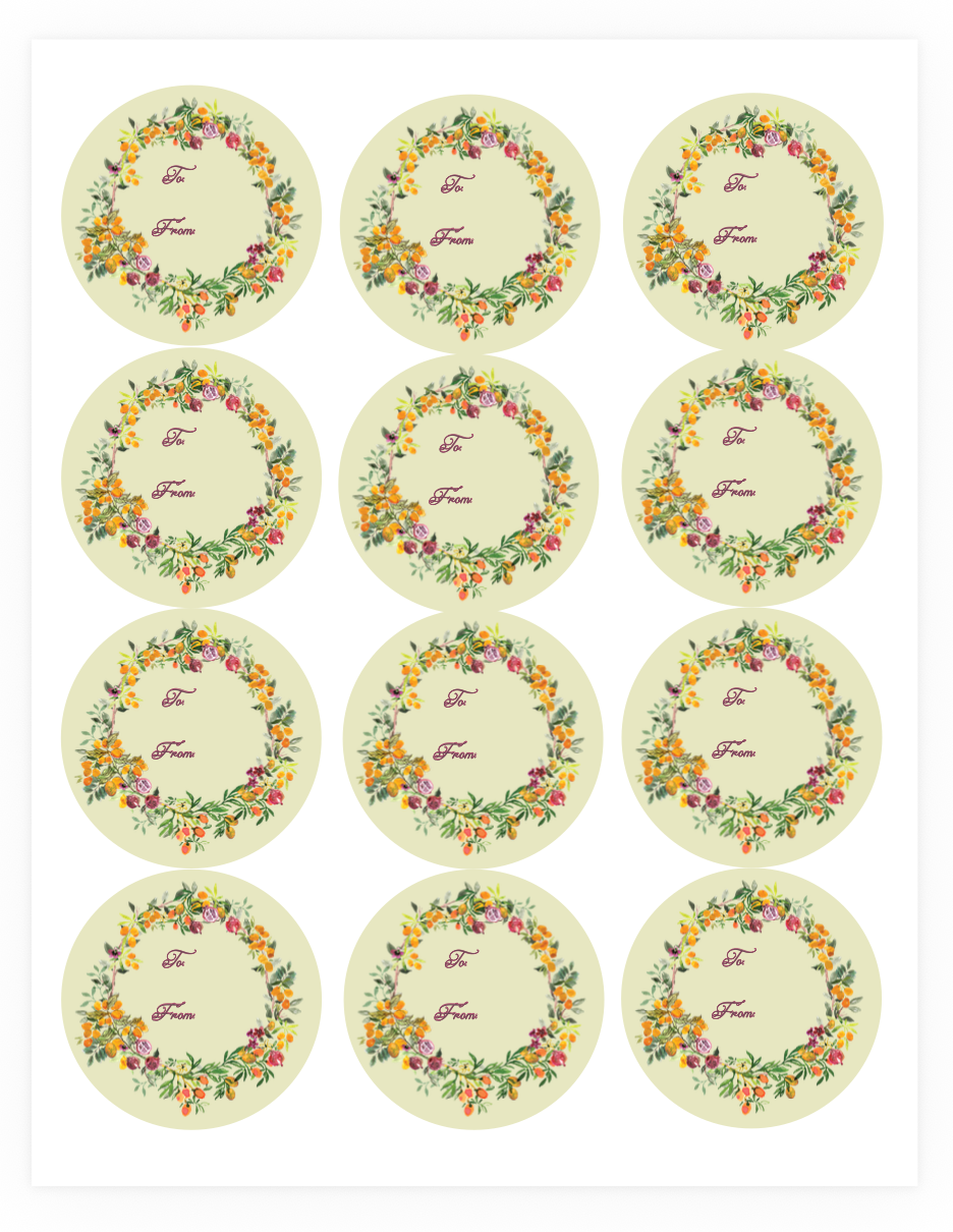Citrus Noel Gift Label Sheet