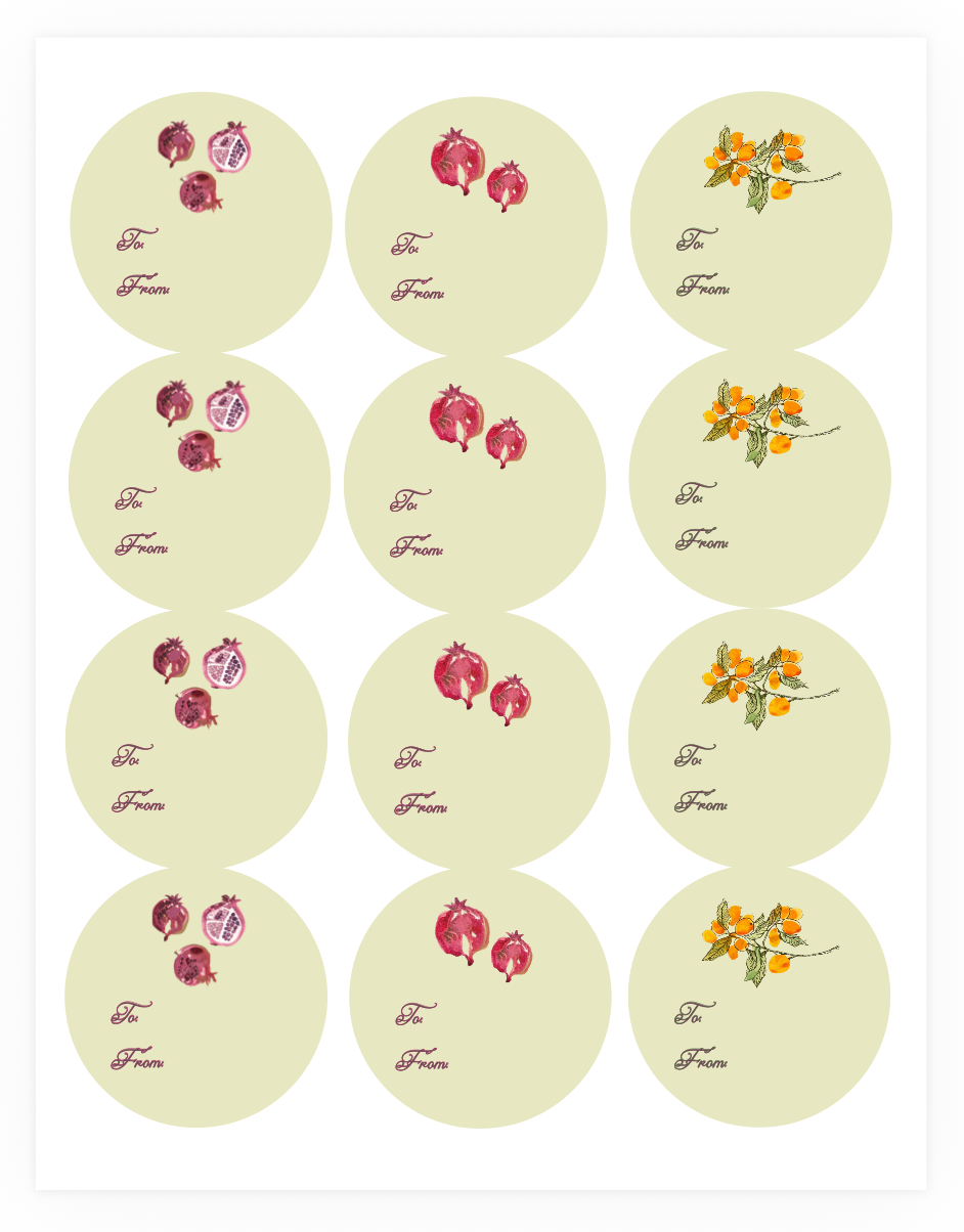 Citrus Noel Gift Label Sheet