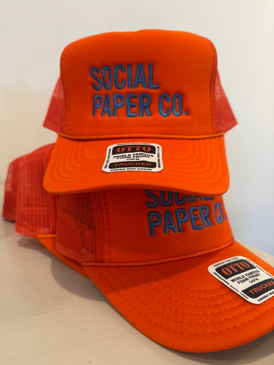 Orange Otto Hat with Blue thread