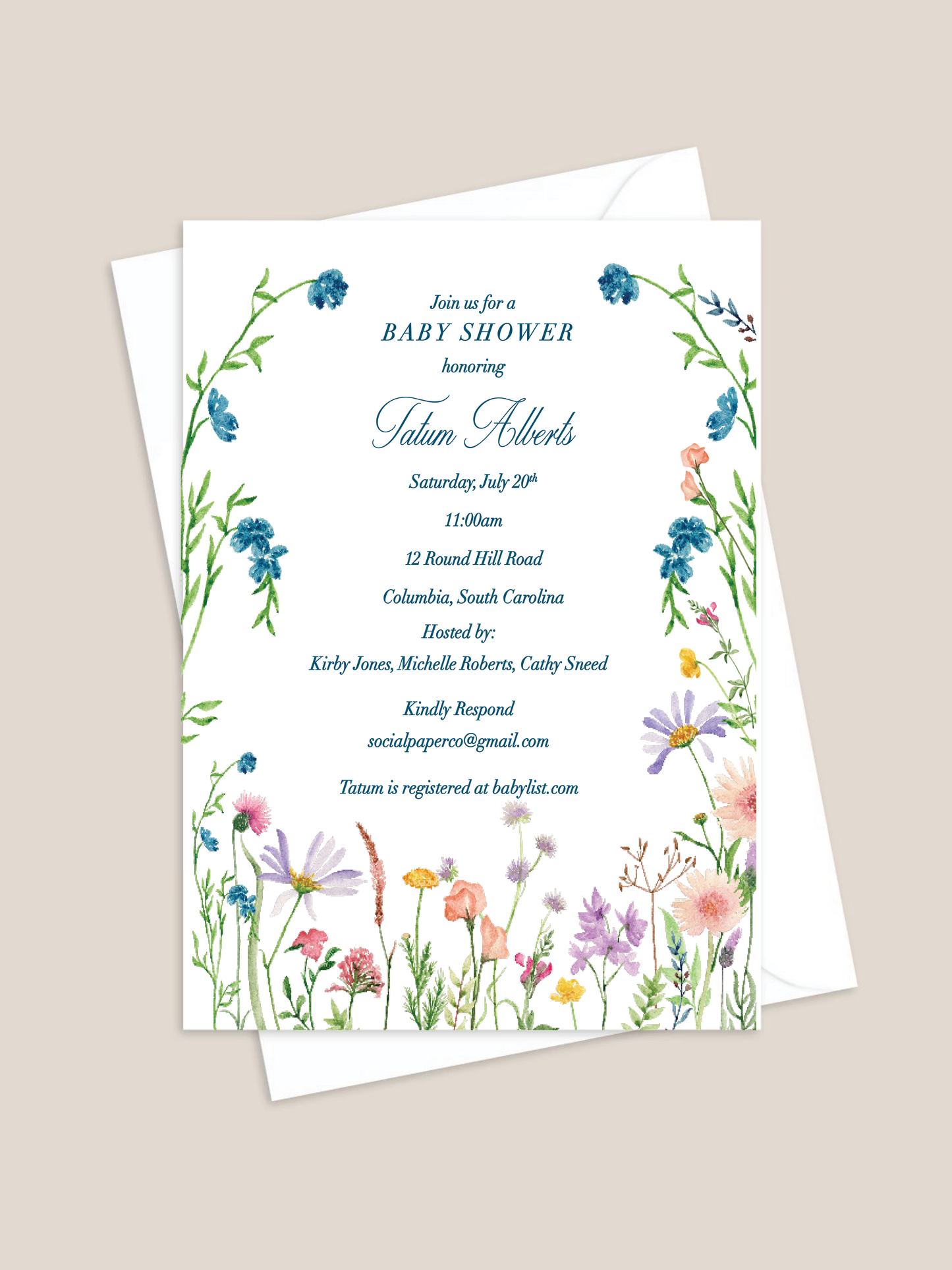 Wildflower Baby Shower Invitation