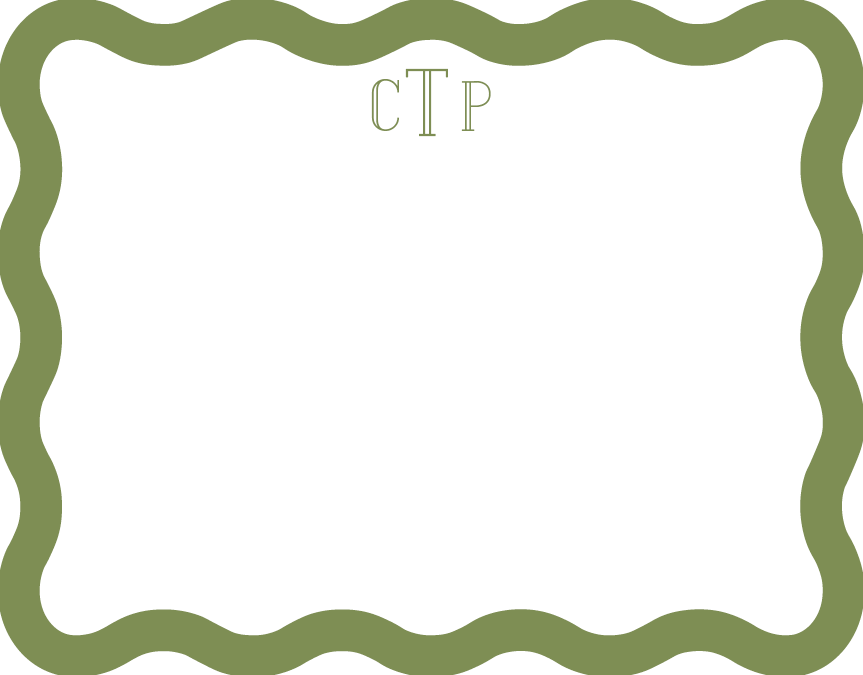 Olive die cut wavy border stationery 
