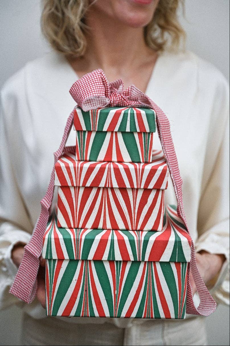 Hand Marbled Gift Boxes - Christmas Candy