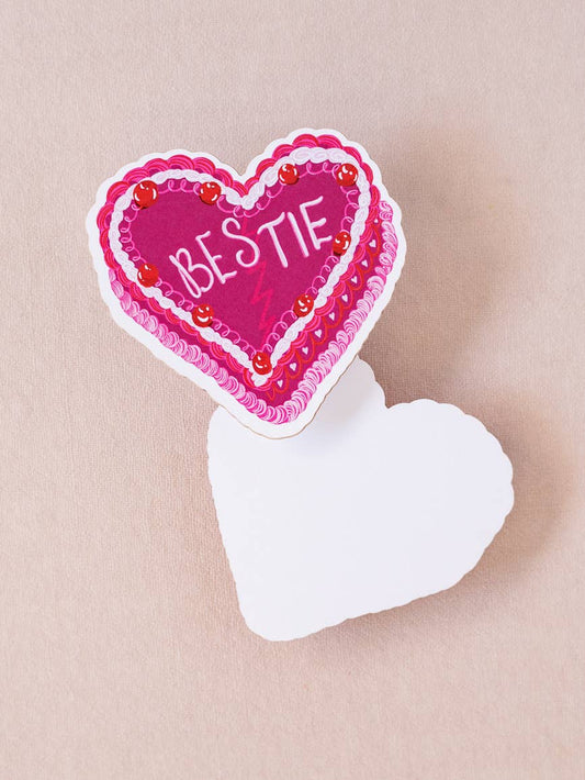 Bestie Cake Mini Flat Die Cut Greeting Card - Single