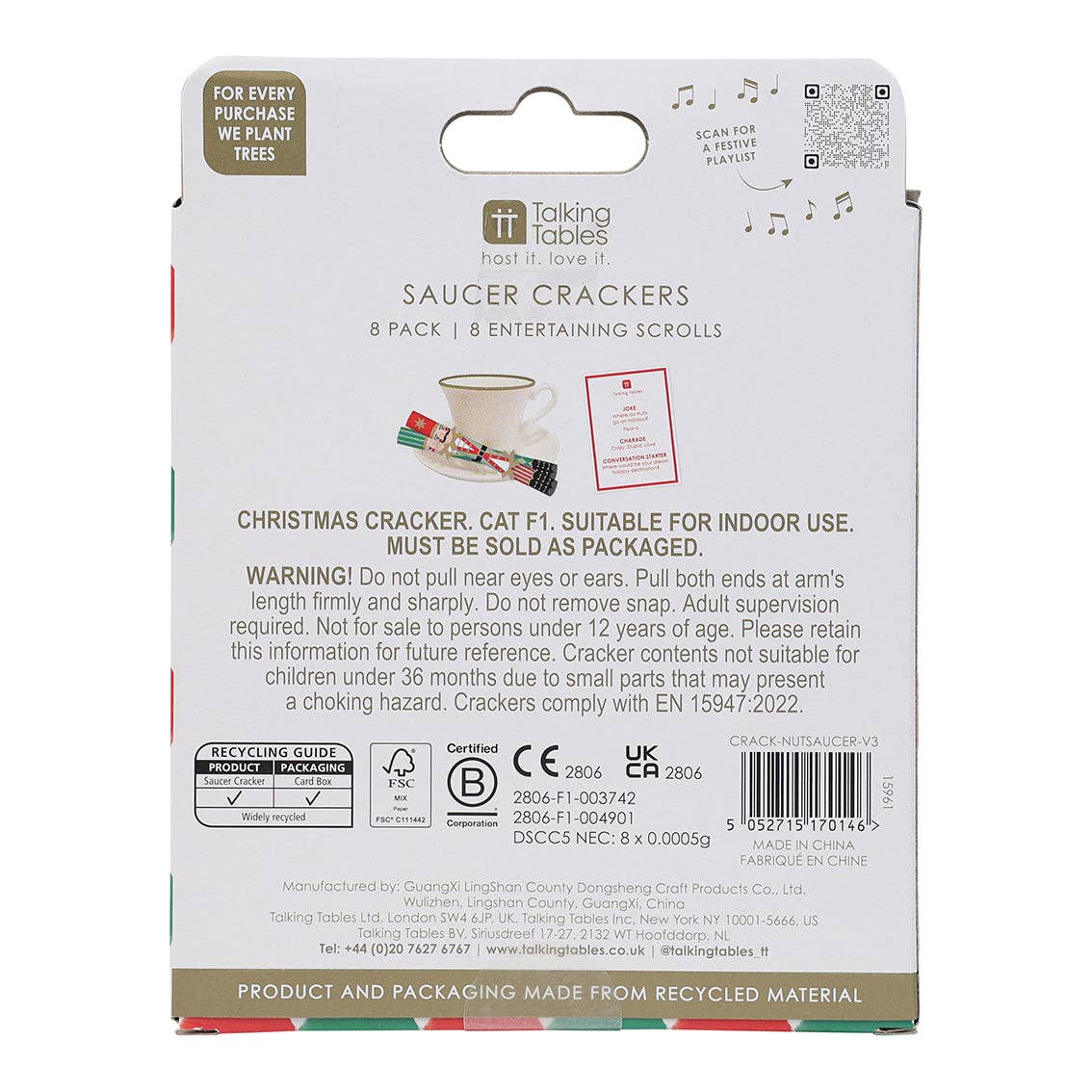 Nutcracker Christmas Saucer Crackers - 10 Pack