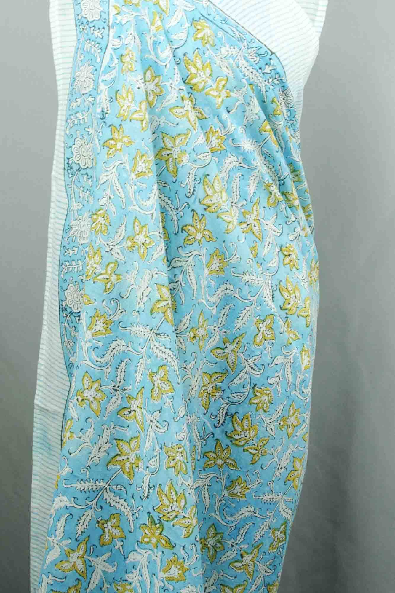 Blue Mustard Floral - Beach  Coverup Sarong Pareo