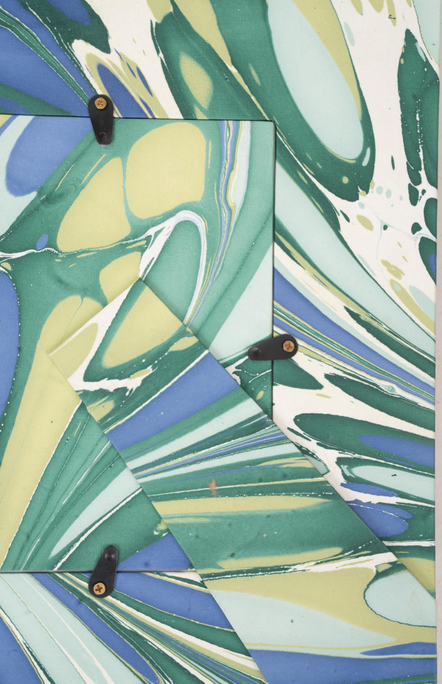 Hand-Marbled Large Wall Picture Frame in Green & Blue - Thumbnail 4