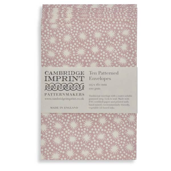 Pack of Cambridge Imprint patterned envelopes with a floral design on a white background