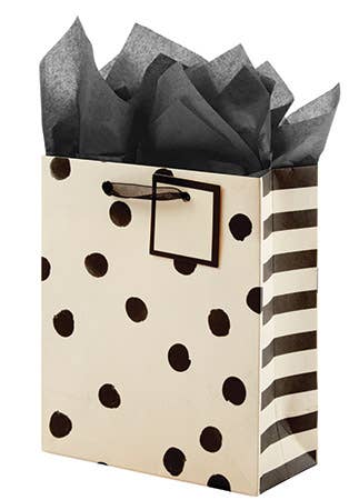 The Gift Wrap Company - BLACK/CREME DOT SM BAG