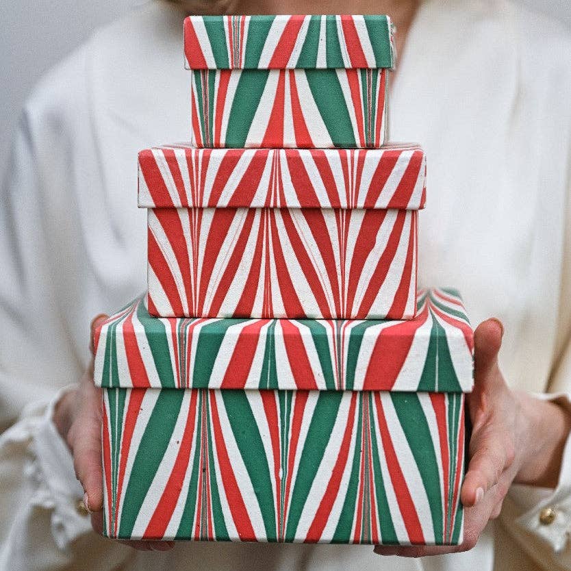 Hand Marbled Gift Boxes - Christmas Candy