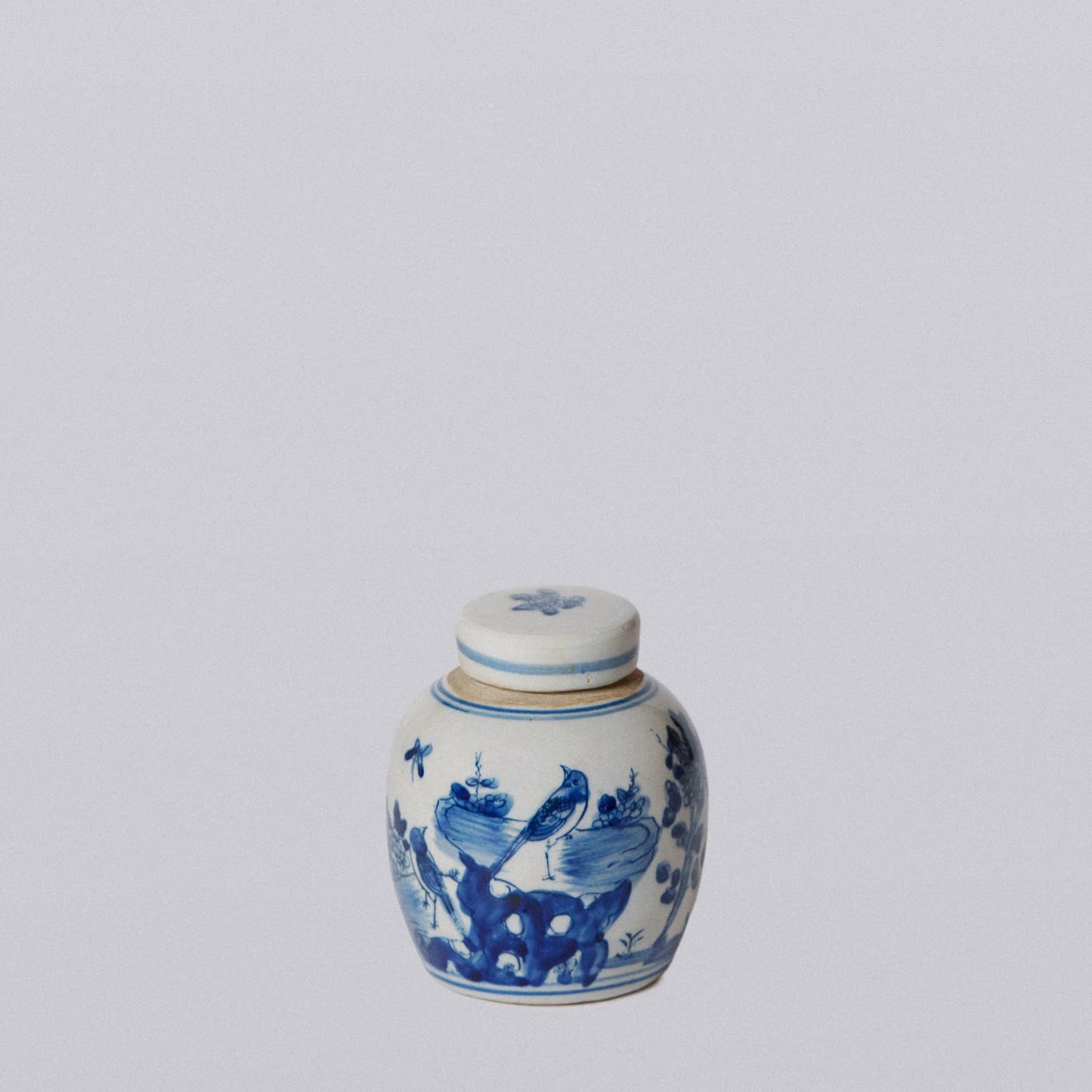 Cobalt Guild - Blue and White Porcelain Mini Bird and Flower Round Jar