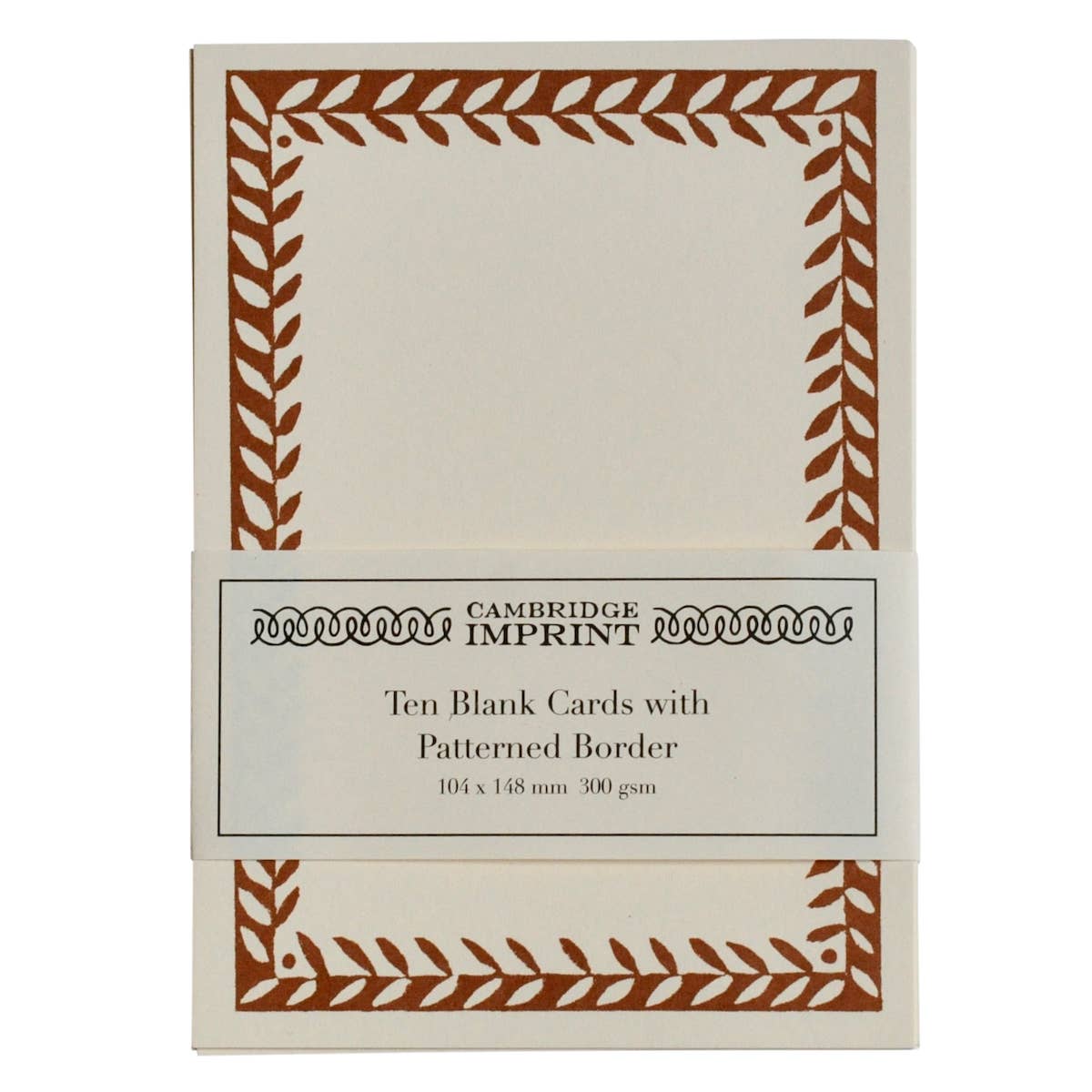 Pack of ten blank cards with patterned border packaging on a white background