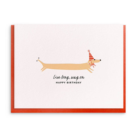 Dahlia Press - Wag On, Letterpress Birthday Dog Card