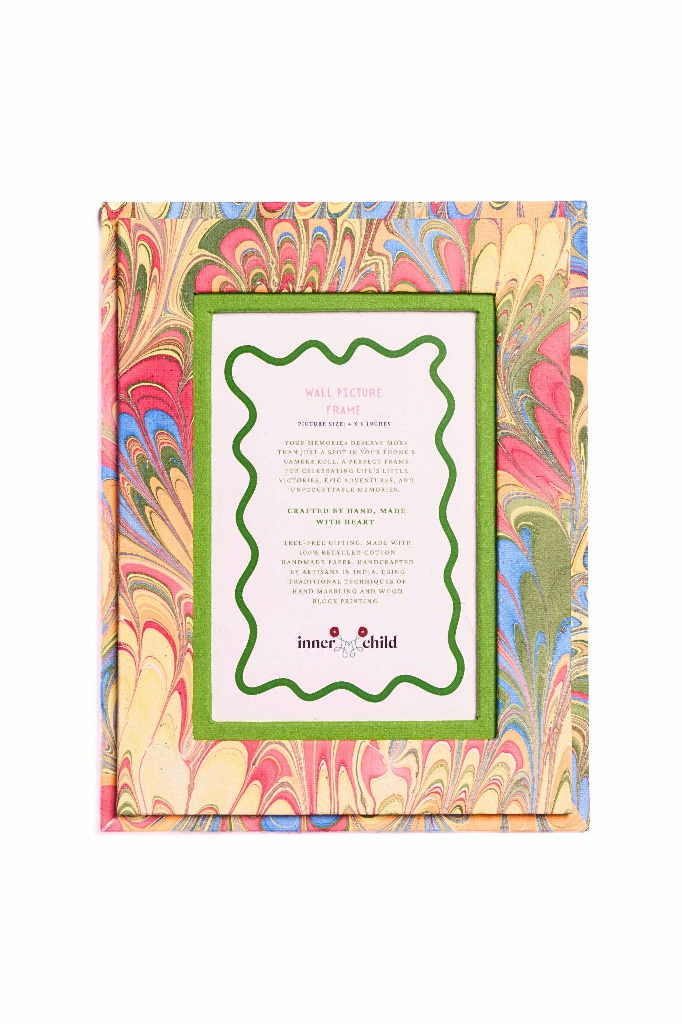 Hand-Marbled Picture Frame in Multicolor, 4x6