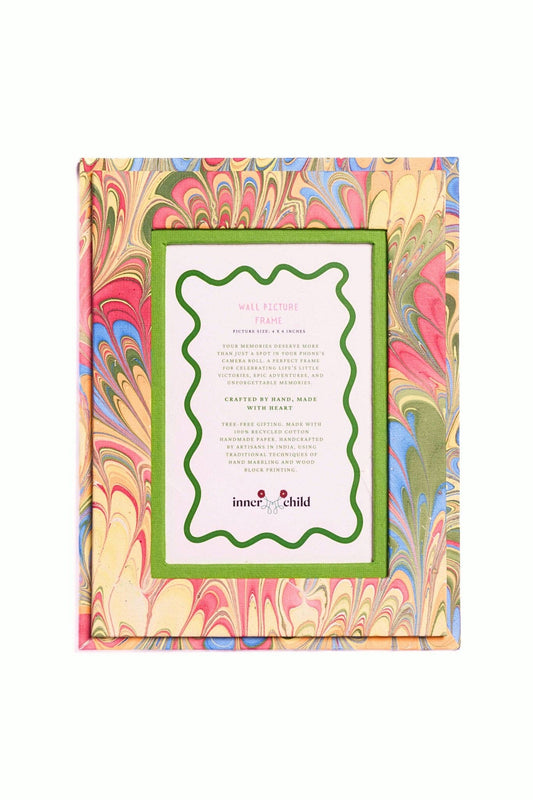 Hand-Marbled Picture Frame in Multicolor, 4x6
