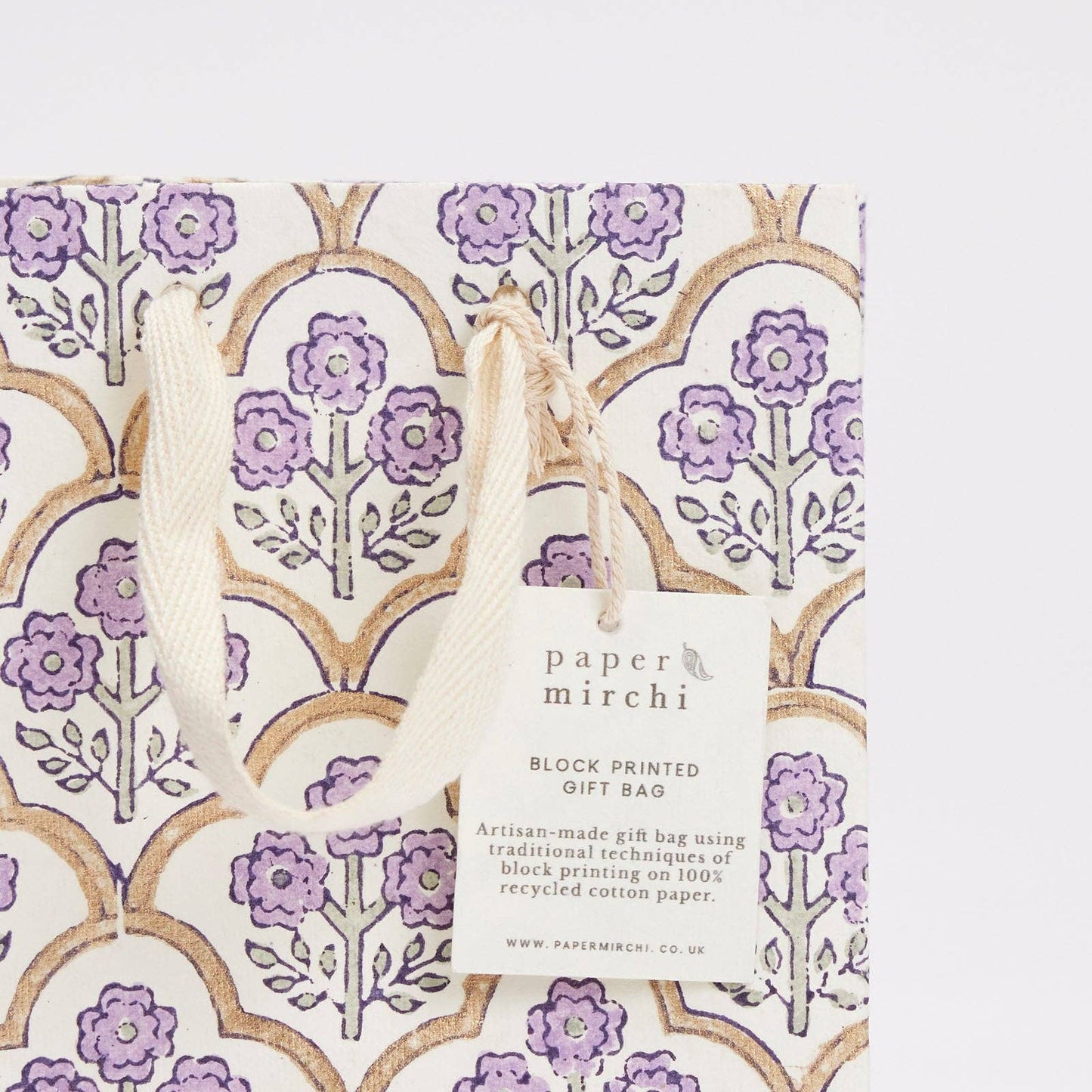 Lavender Small Hand Block Printed Gift Bag
