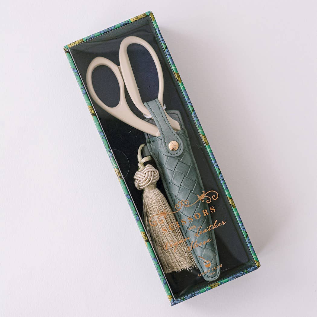 Dusk Blue-Ivory and Gold Heirloom Scissors with Case