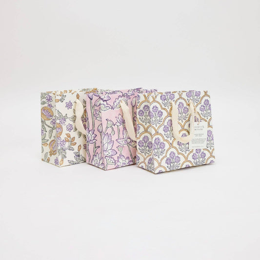 Lavender Small Hand Block Printed Gift Bag