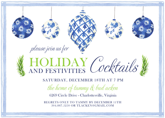 Blue Ornaments Invitation