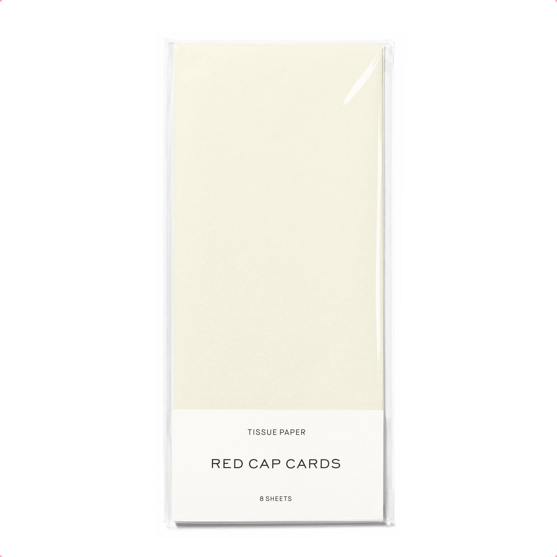 Pack of tissue paper with 'Red Cap Cards' branding on a white background