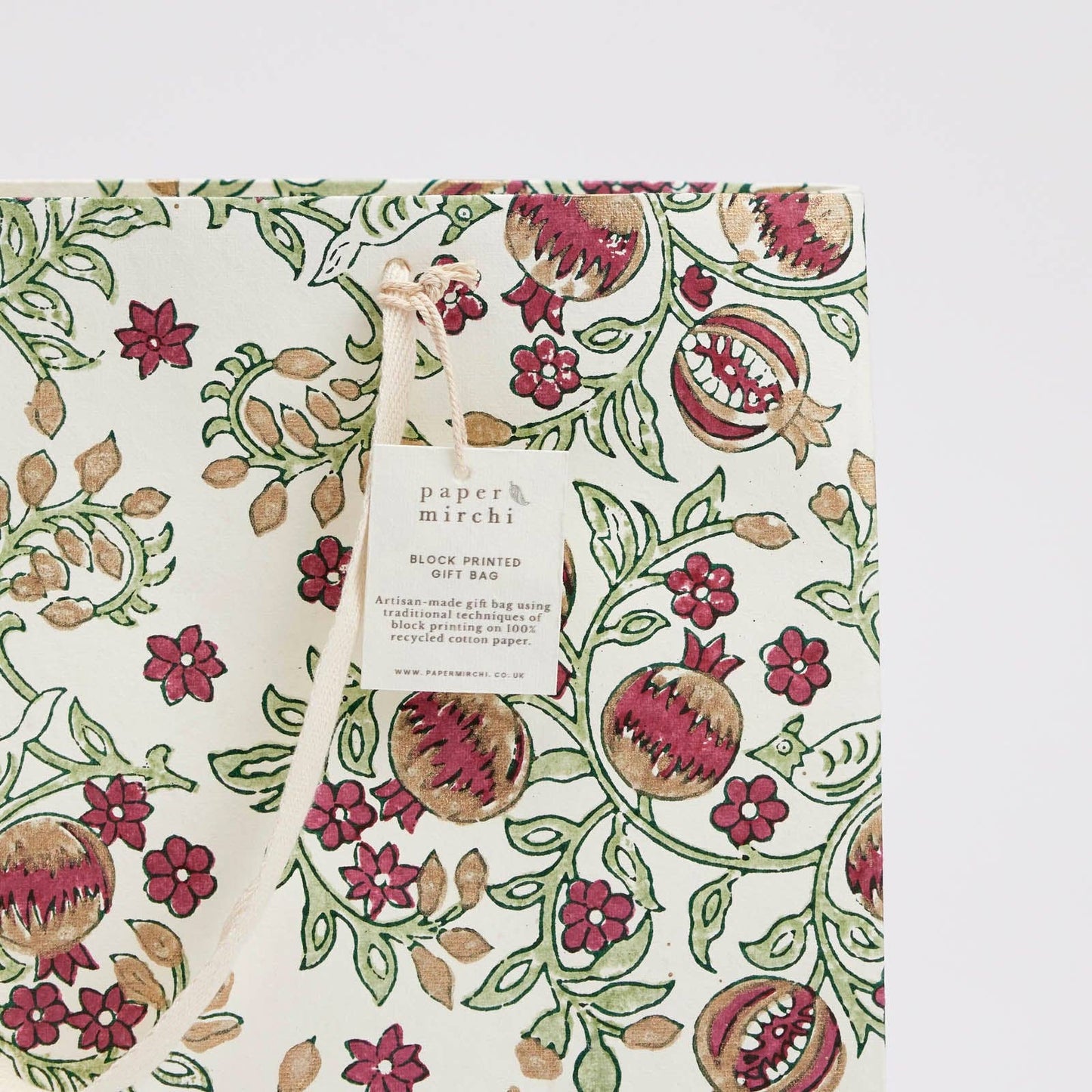 Cherry Medium Hand Block Printed Gift Bag