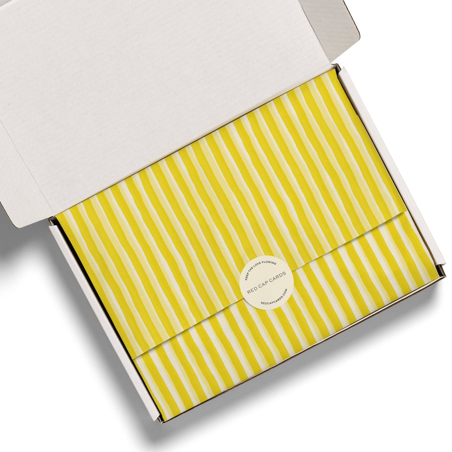 Red Cap Cards - Yellow Stripe tissue paper