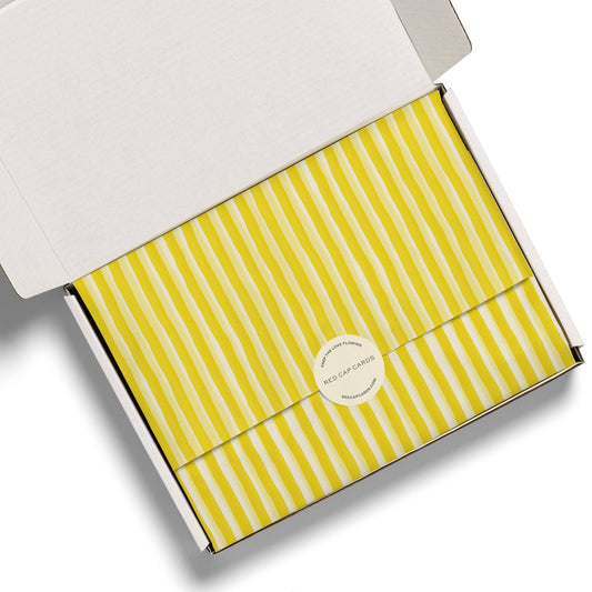Red Cap Cards - Yellow Stripe tissue paper