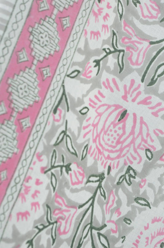 Light Grey & Pink Floral - Beach Coverup Sarong Pareo