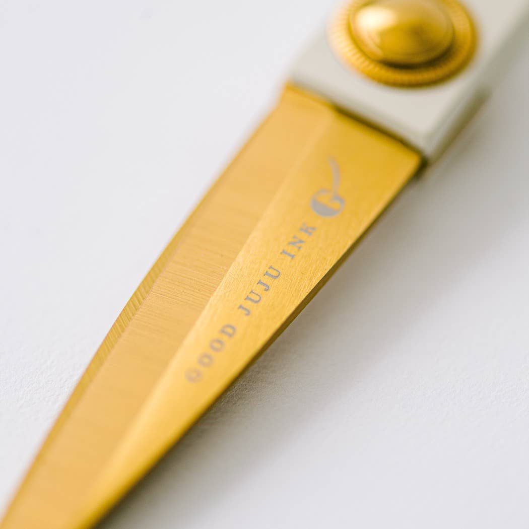 Sage Green -Ivory and Gold Heirloom Scissors with Case