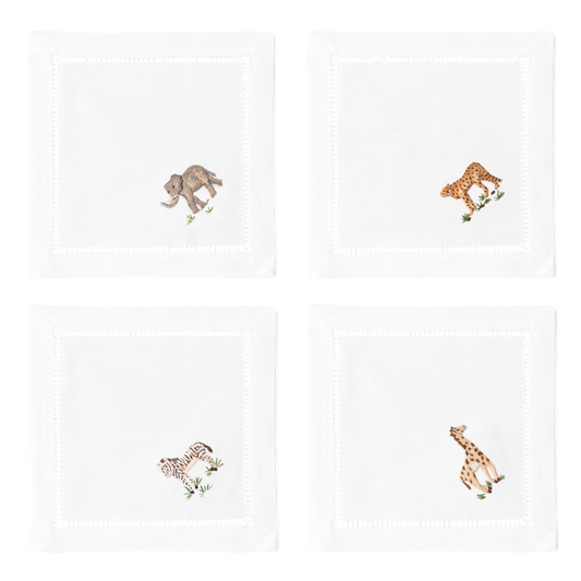 African Animal Cocktail Napkins | Mixed Set of 4