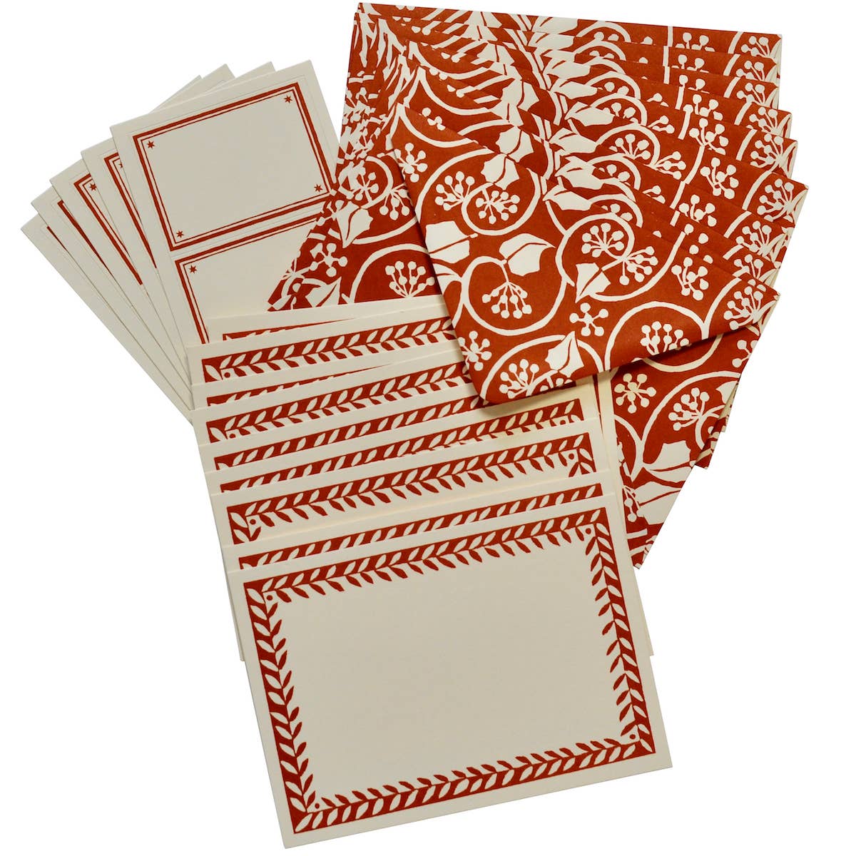 Small Ivy Stripe Russet Set of Notecards and Envelopes