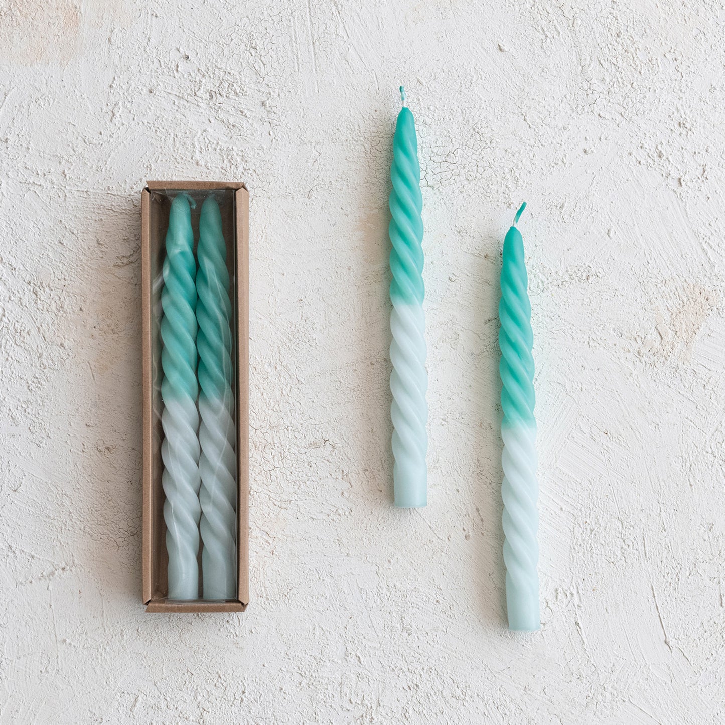 Mint and Aqua Twisted Taper Candles