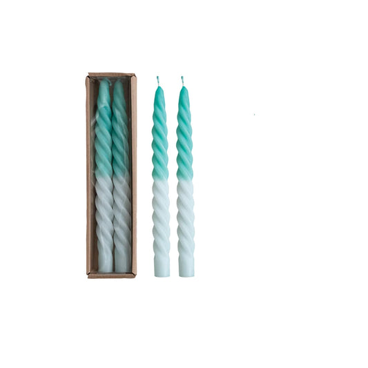 Mint and Aqua Twisted Taper Candles