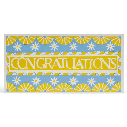 Greeting card with 'Congratulations' text and floral design on a white background
