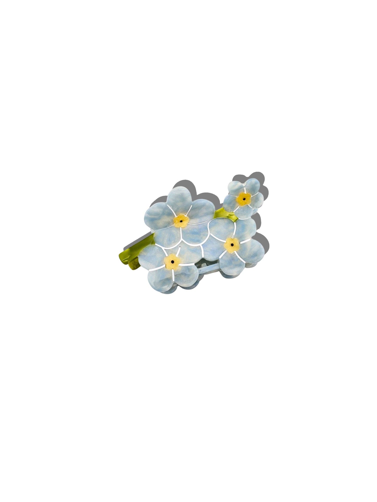 Solar Eclipse - Hand-painted Forget-Me-Not Claw Hair Clip