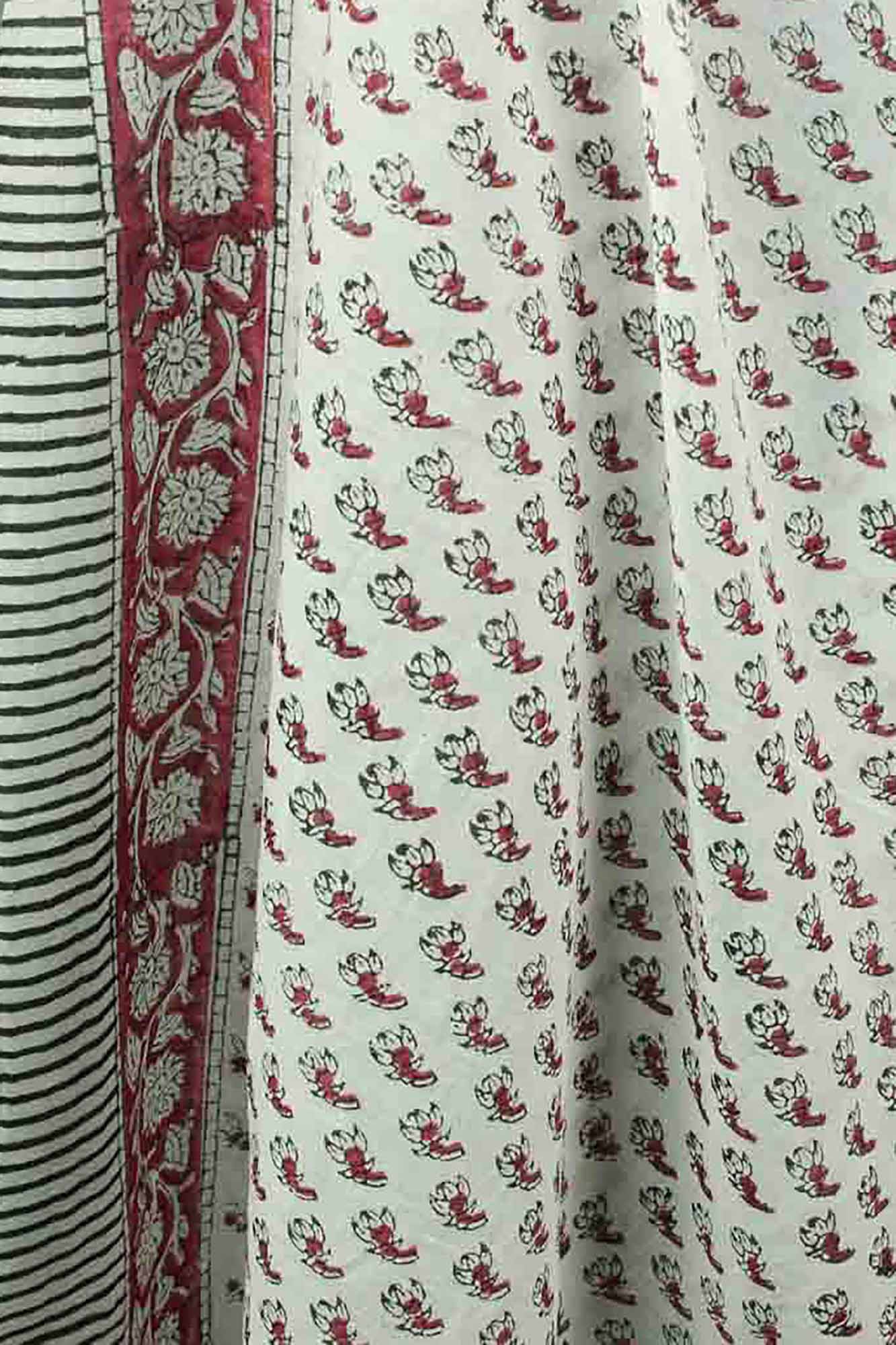 White Floral Buti - Beach  Coverup Sarong